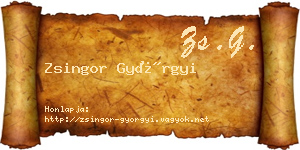 Zsingor Györgyi névjegykártya