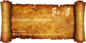 Zsingor Györgyi névjegykártya